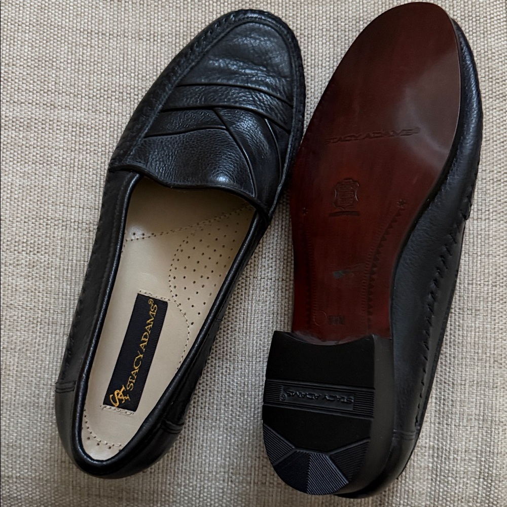 Stacy Adams Textured leather loafers mix toe Stitching Details New Size 9.5M